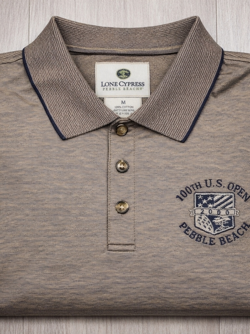 Pebble Beach 100th US Open 2000 Polo Shirt Mens M Lone Cypress Golf Striped
